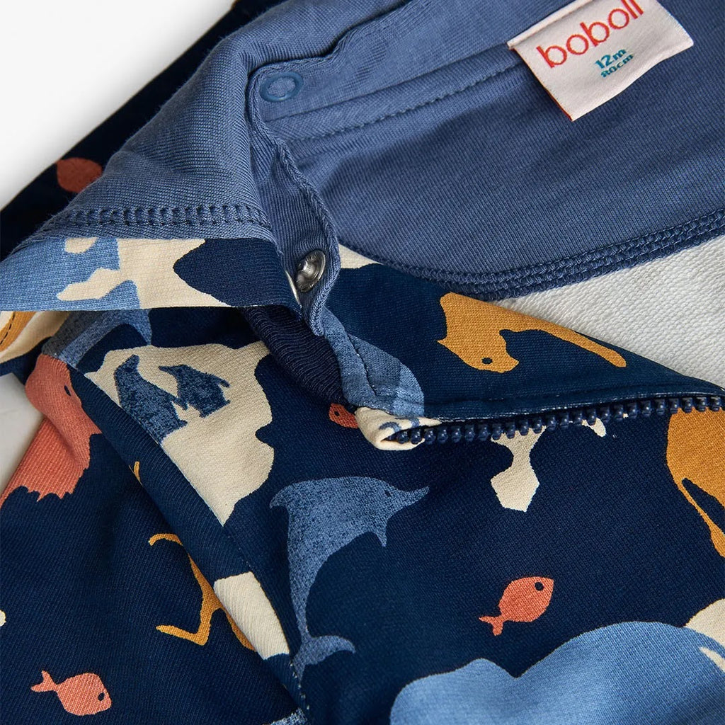 Felpa calda con cappuccio staccabile blu