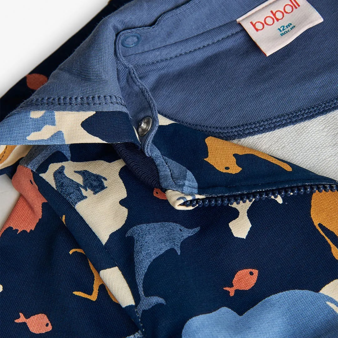 Felpa calda con cappuccio staccabile blu