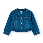 Giubbotto jeans corto con rouge blu scuro