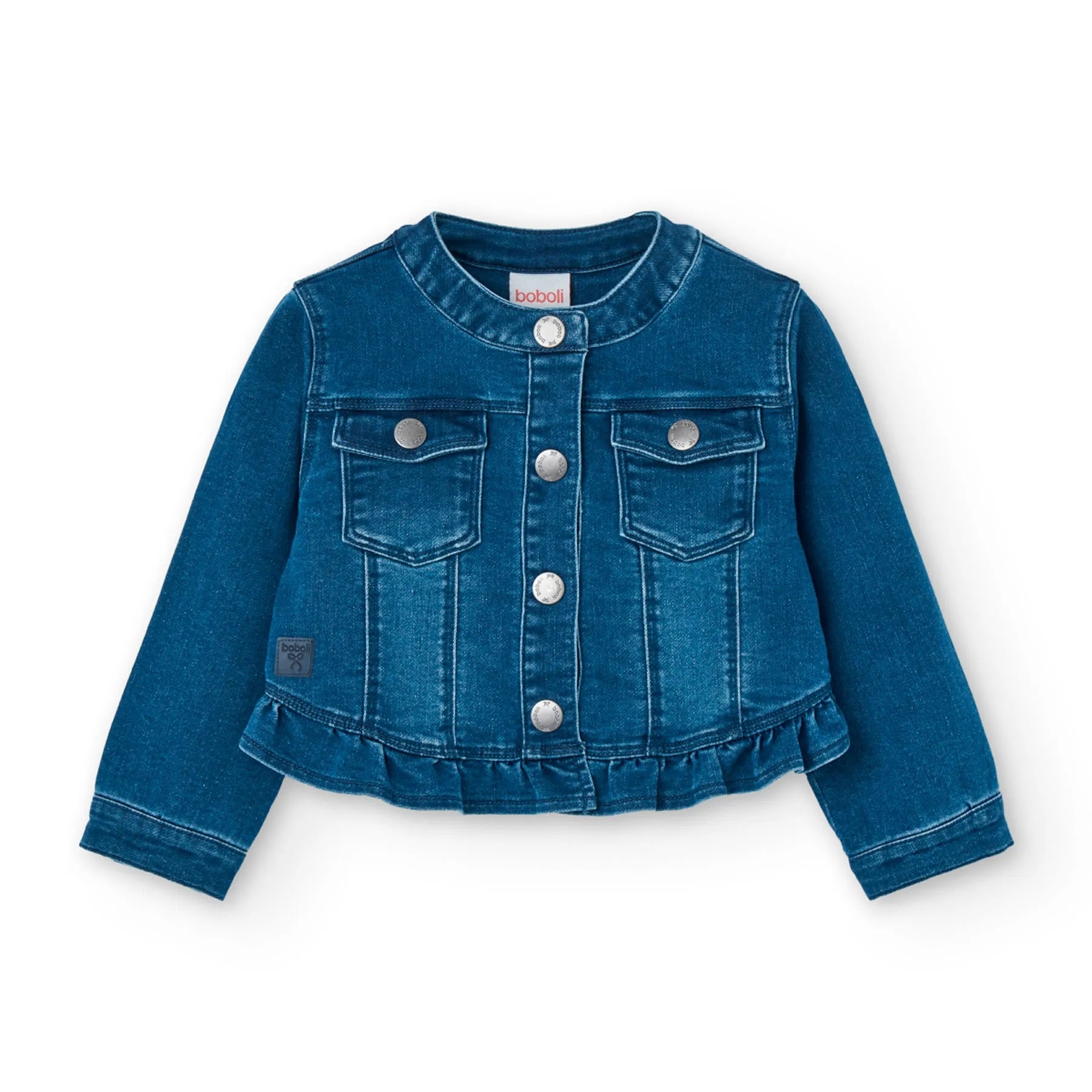 Giubbotto jeans corto con rouge blu scuro