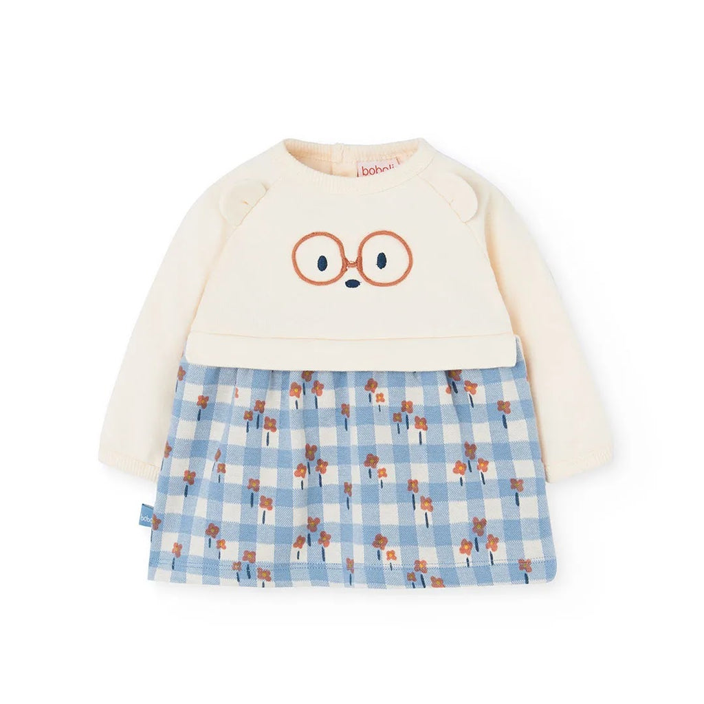 Vestito felpa neonata quadri e stampe floreali