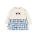 Vestito felpa neonata quadri e stampe floreali
