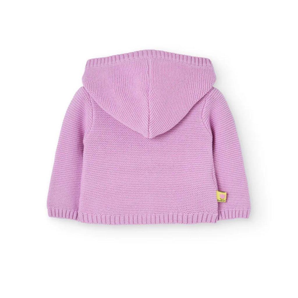 Cardigan tricot con cappuccio e tulipano