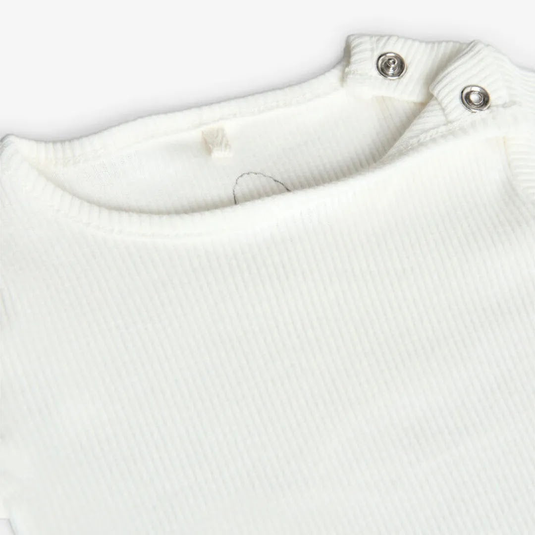 T-shirt mezza manica neonati bianca a costine