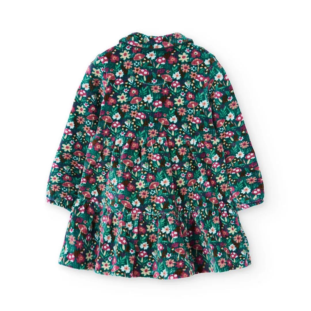 Vestito velluto a coste verde bambina