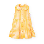 Vestito a balze vichy giallo sole
