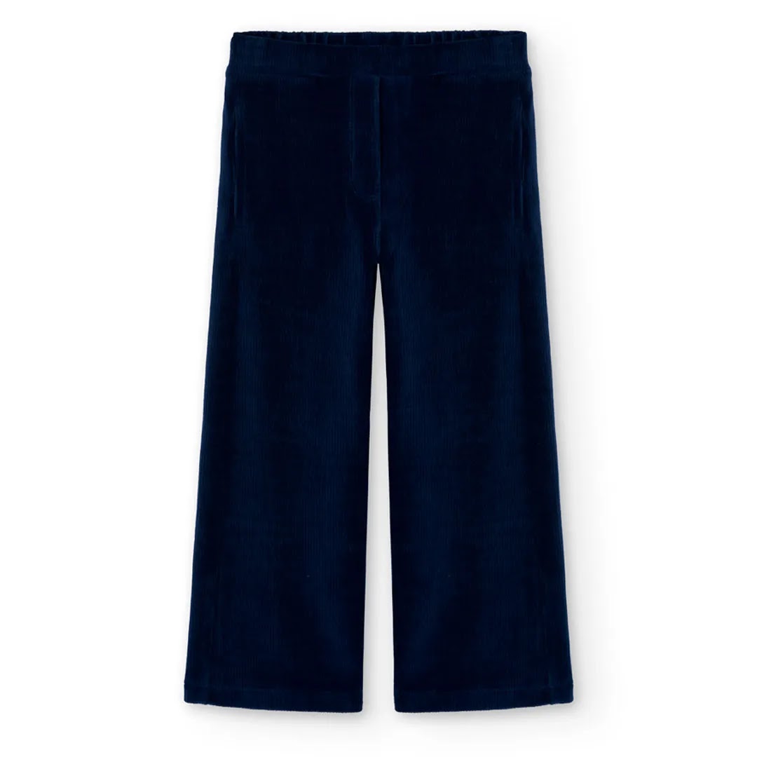 Pantaloni velluto a palazzo indaco