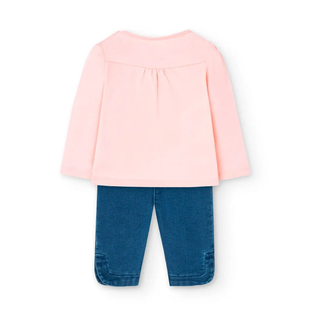Completo t-shirt e pantalone lungo coccinella rosa blu