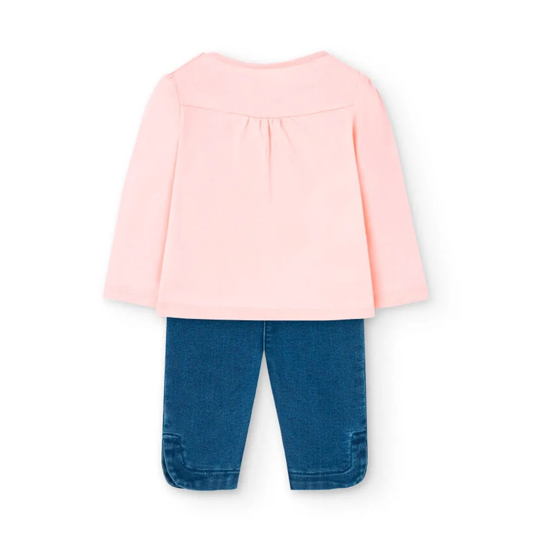 Completo t-shirt e pantalone lungo coccinella rosa blu