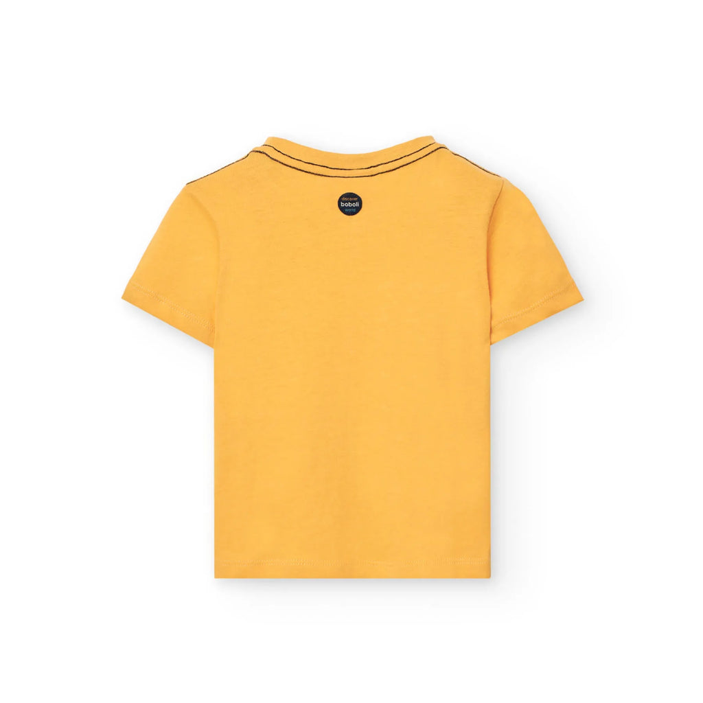 T-shirt mezza manica che sorride giallo kiwi