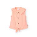 Camicia giromanica con colletto sangallo rosa