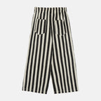 Pantaloni lino dritti a righe nere