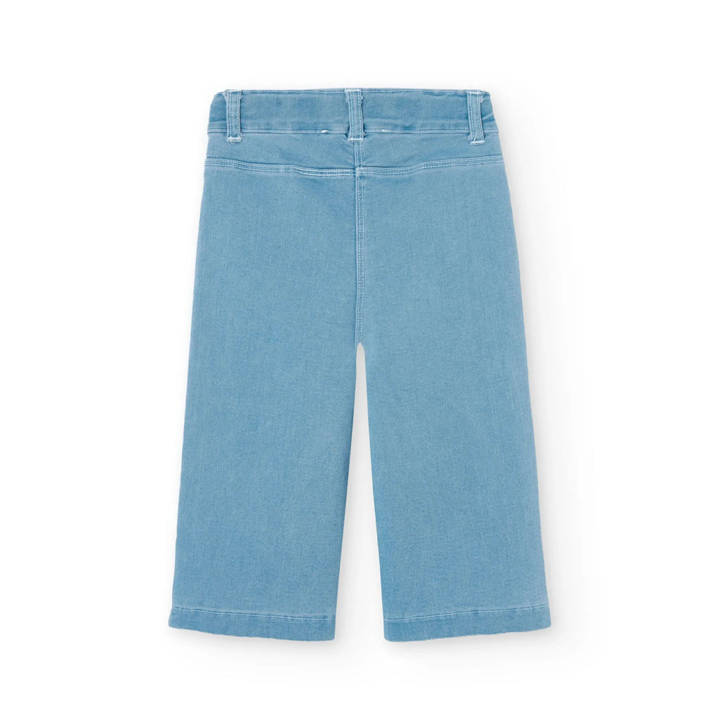 Jeans gamba dritta con tasche applicate blu slavato