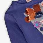 Maglietta manica lunga fiori paillettes