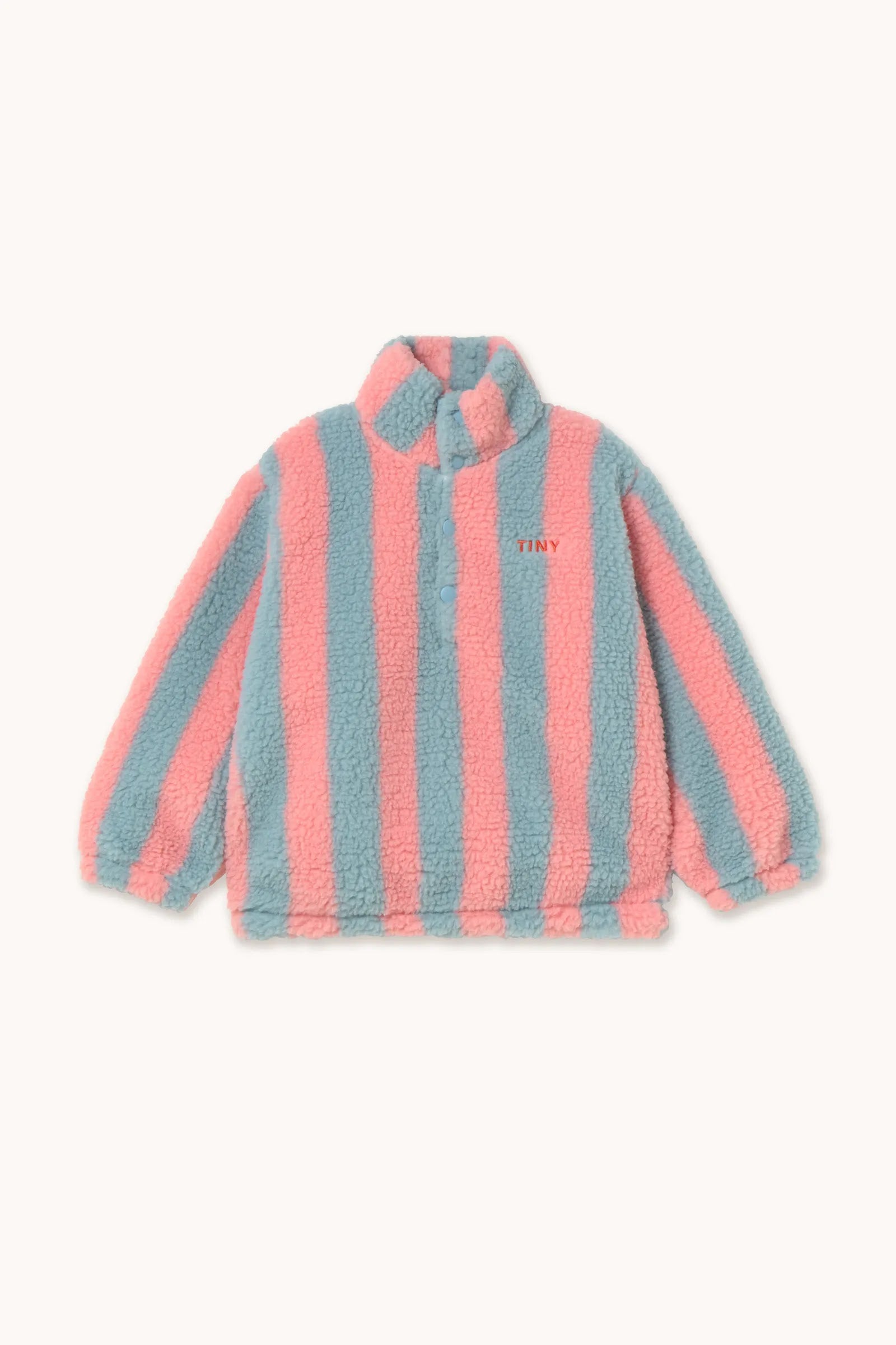 Felpa Sherpa mezzo collo rosa e azzurro