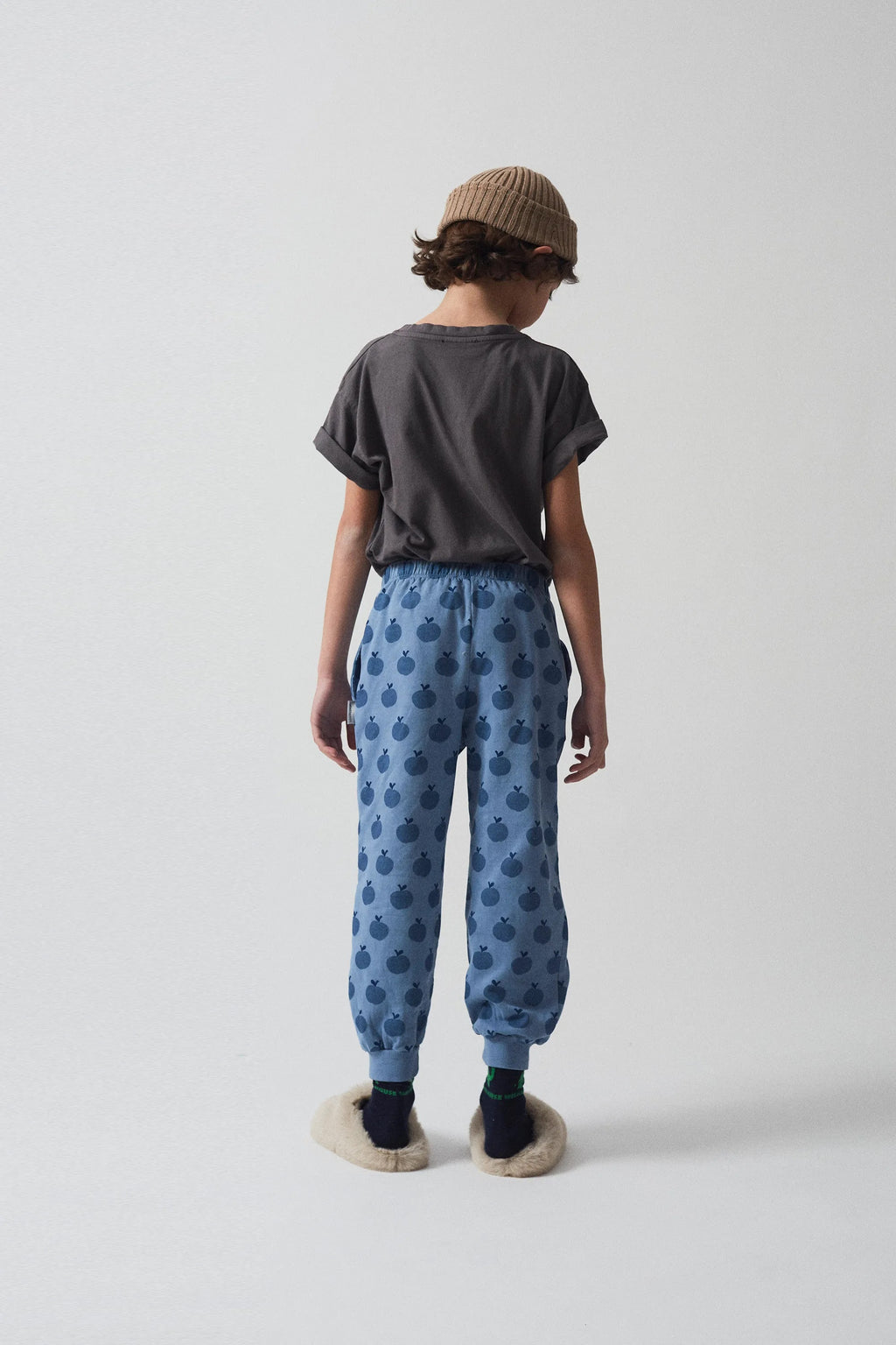 Pantaloni della tuta stampa mele azzurro chiaro