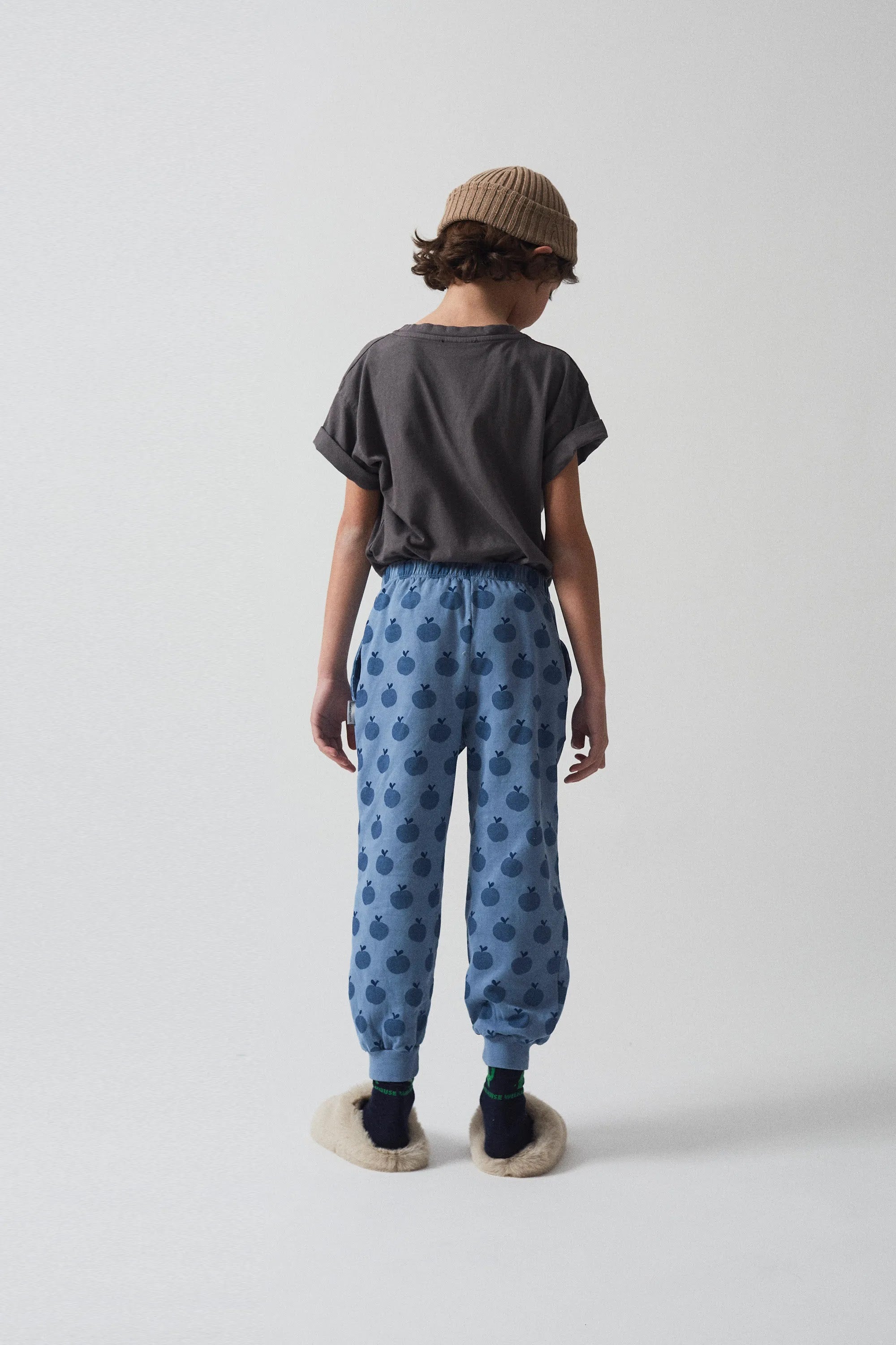Pantaloni della tuta stampa mele azzurro chiaro