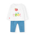 Completo t-shirt manica lunga e pantaloni jeans lunghi
