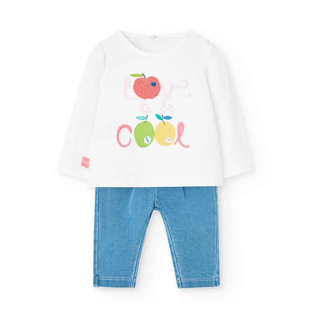 Completo t-shirt manica lunga e pantaloni jeans lunghi
