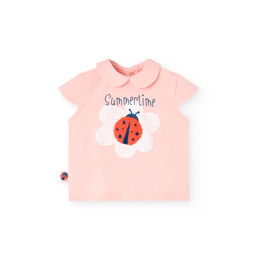 Completo coccinella rosa/quadretti