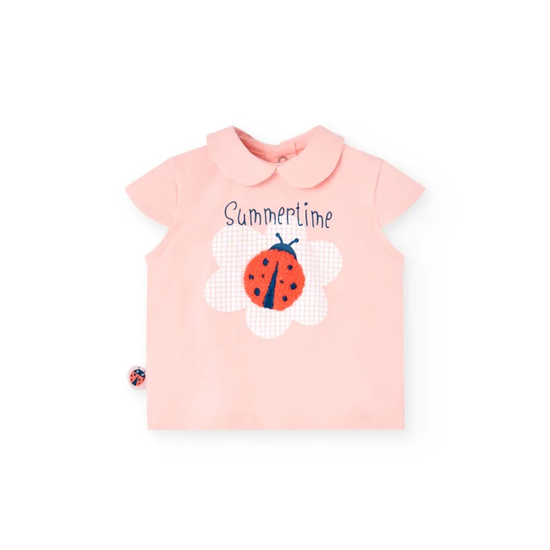 Completo coccinella rosa/quadretti