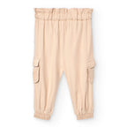 Pantaloni vita a sacchetto tasconi crema
