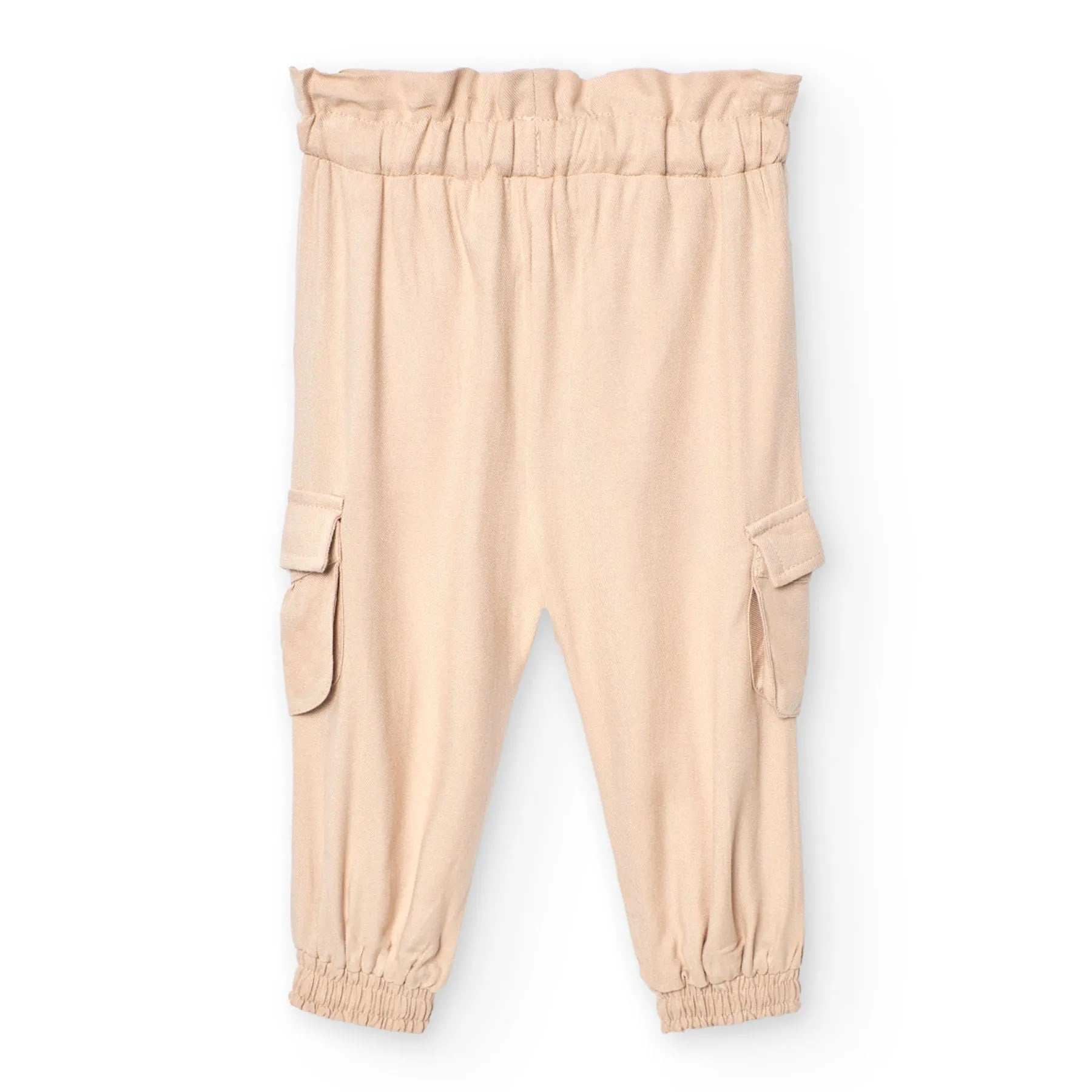 Pantaloni vita a sacchetto tasconi crema