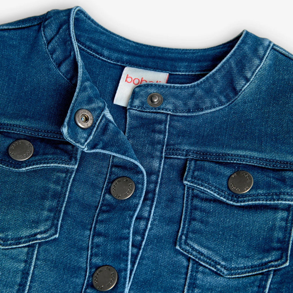 Giubbotto jeans corto con rouge blu scuro