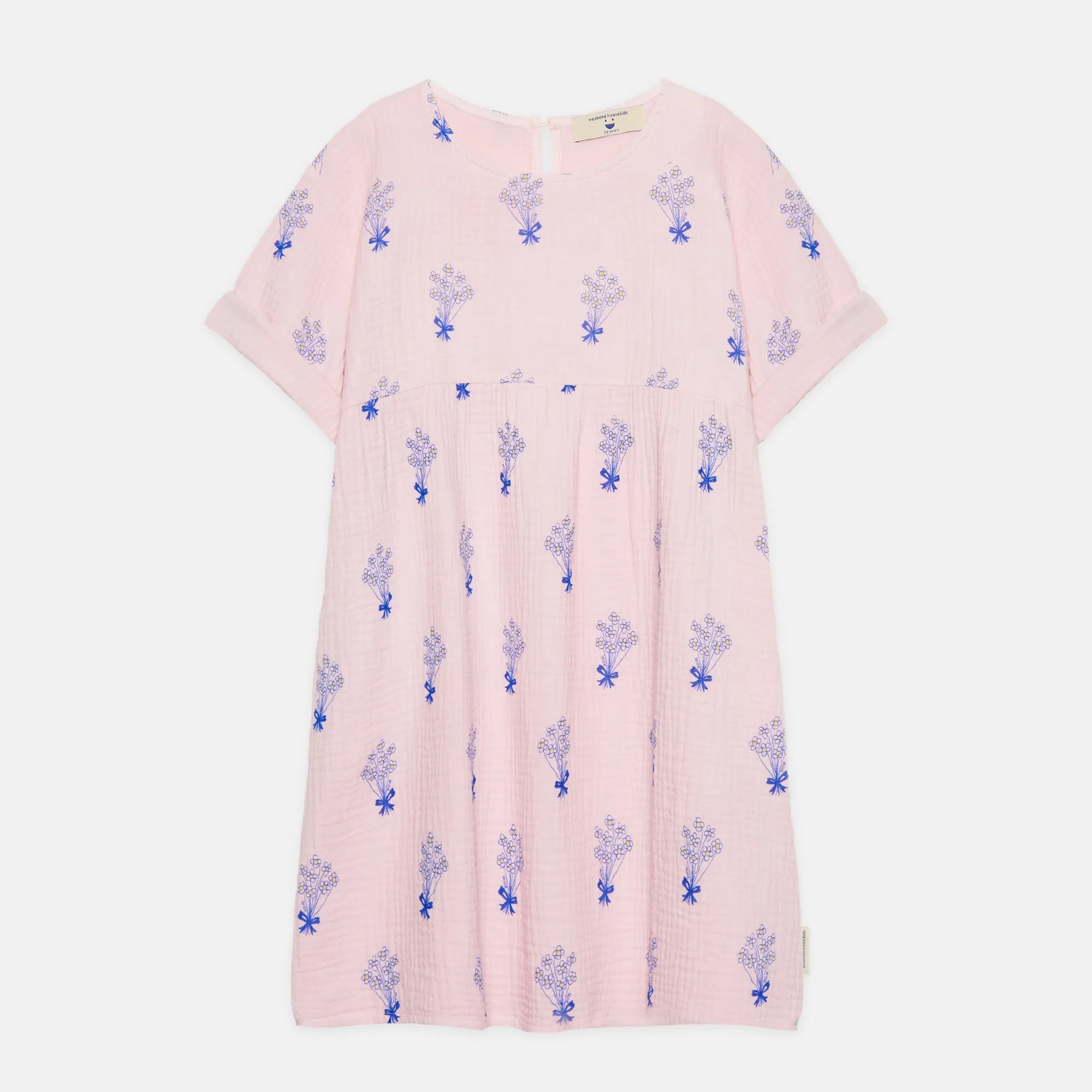 Vestito all over con bouquet e tasche rosa