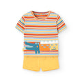 Completo t-shirt mezza manica e pantaloncini coccodrillo giallo