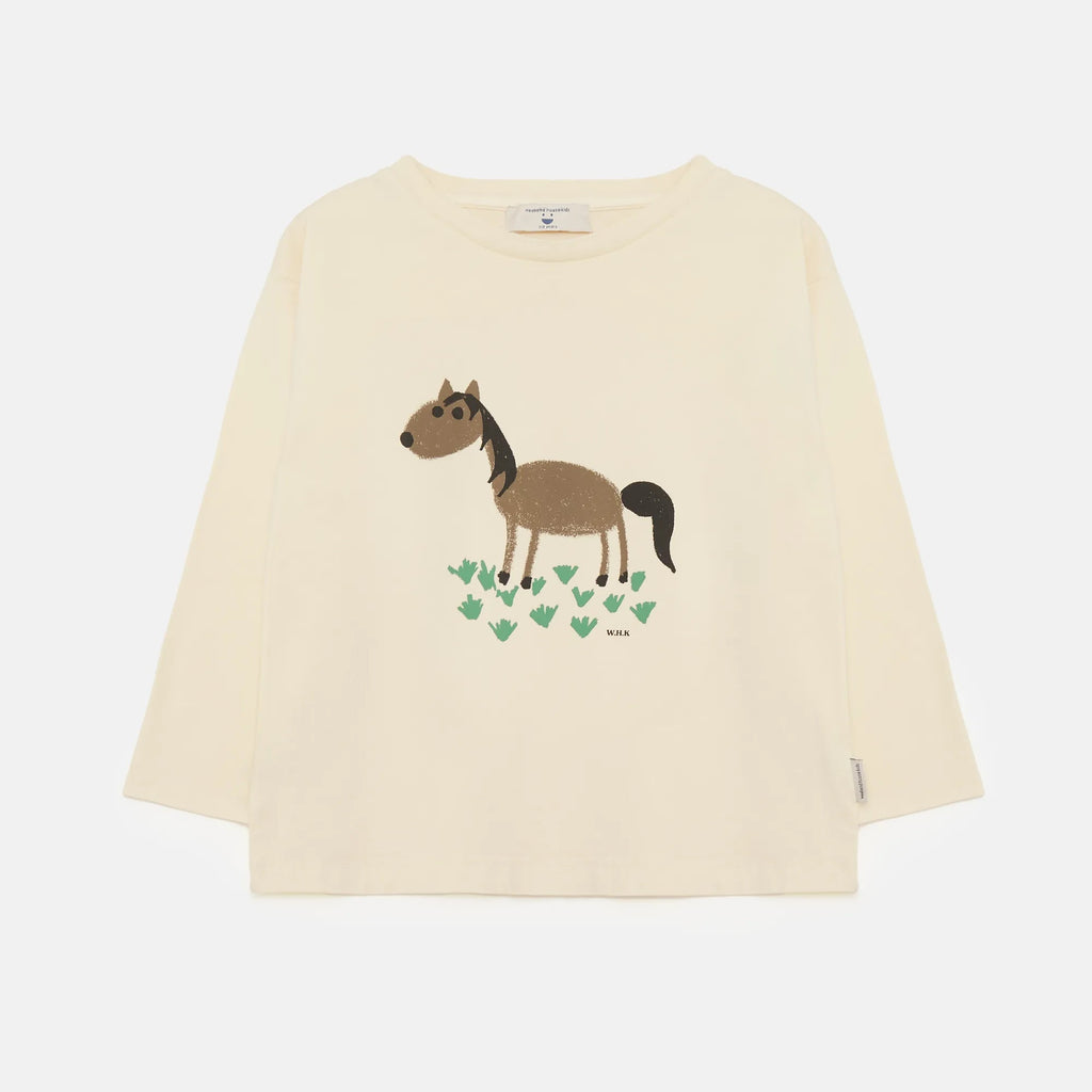 Maglietta stampa cavallo sabbia