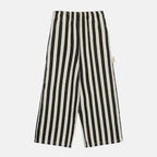 Pantaloni lino dritti a righe nere