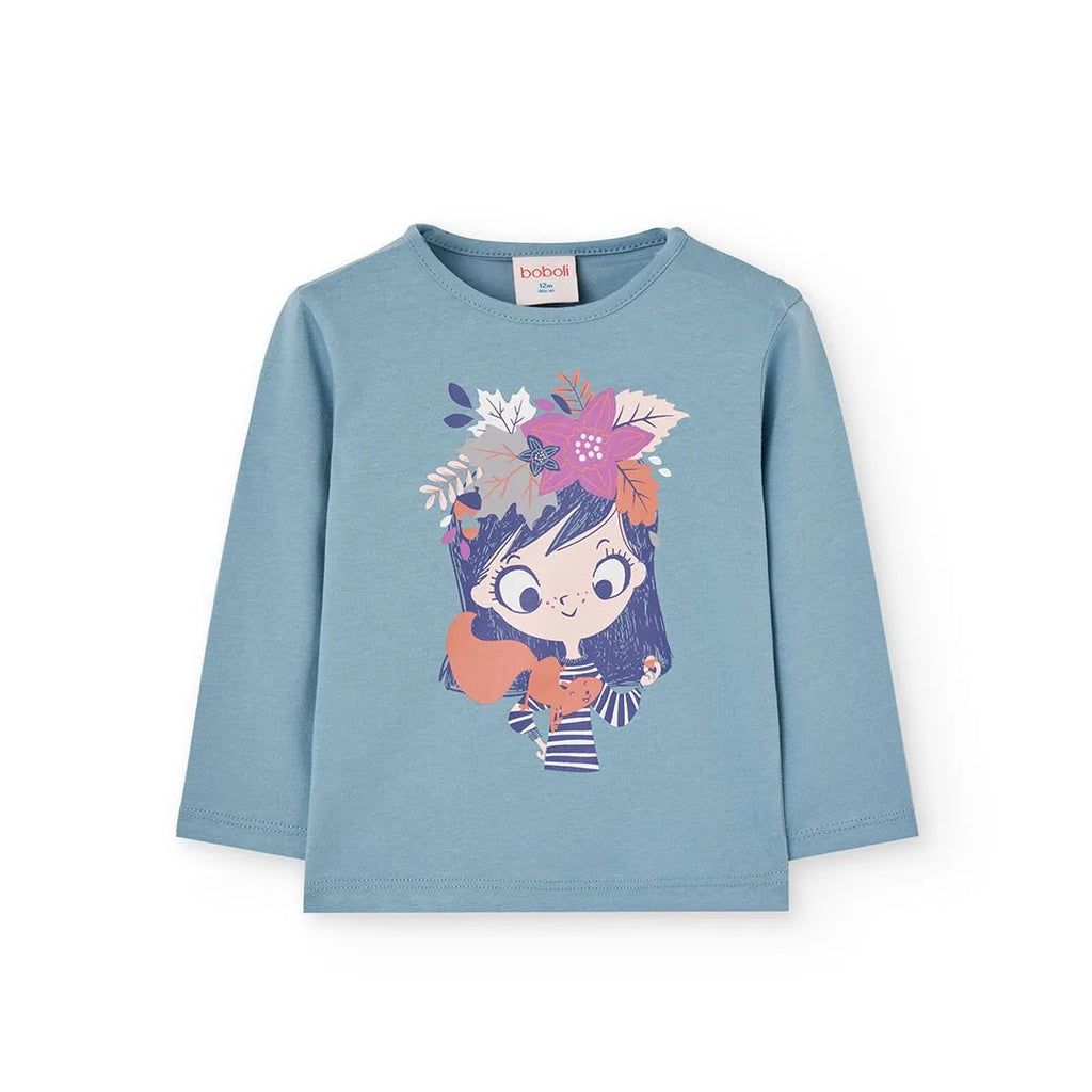 Maglietta manica lunga bambina blu lago