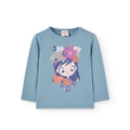Maglietta manica lunga bambina blu lago
