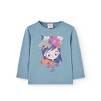 Maglietta manica lunga bambina blu lago