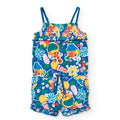 Tutina corta con bretelle frutta blu