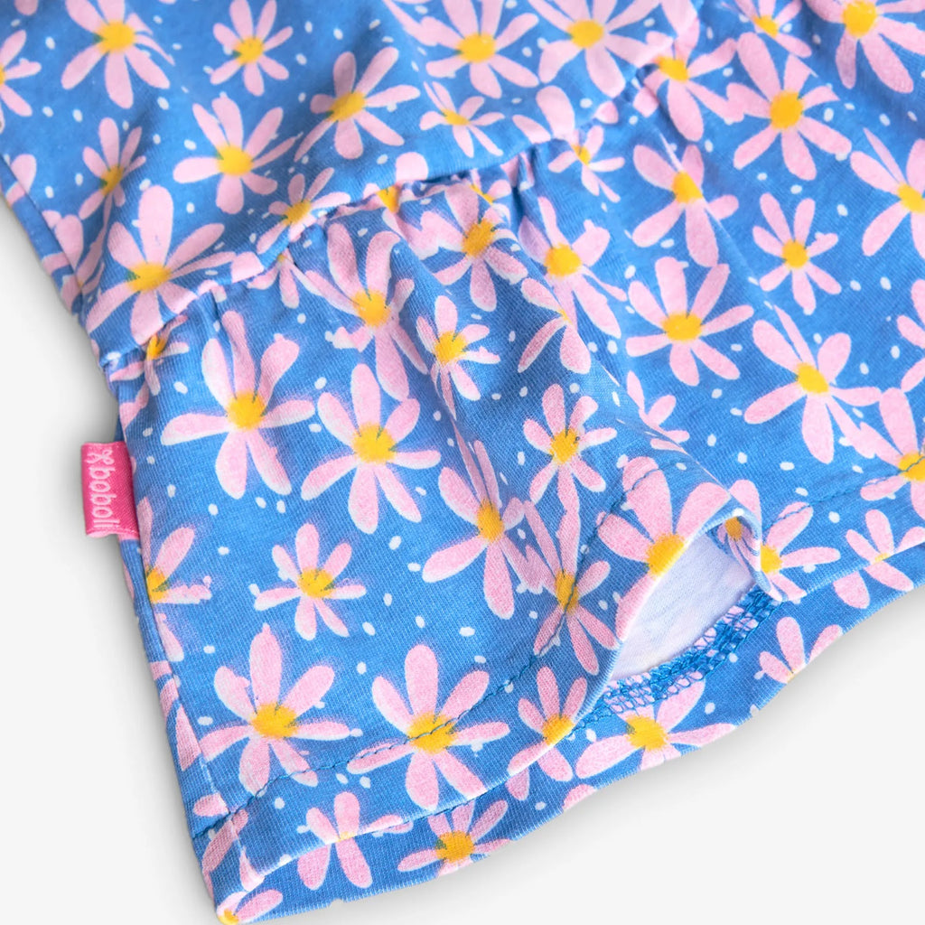 Vestito a fiori con balze blu vivace