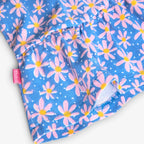 Vestito a fiori con balze blu vivace