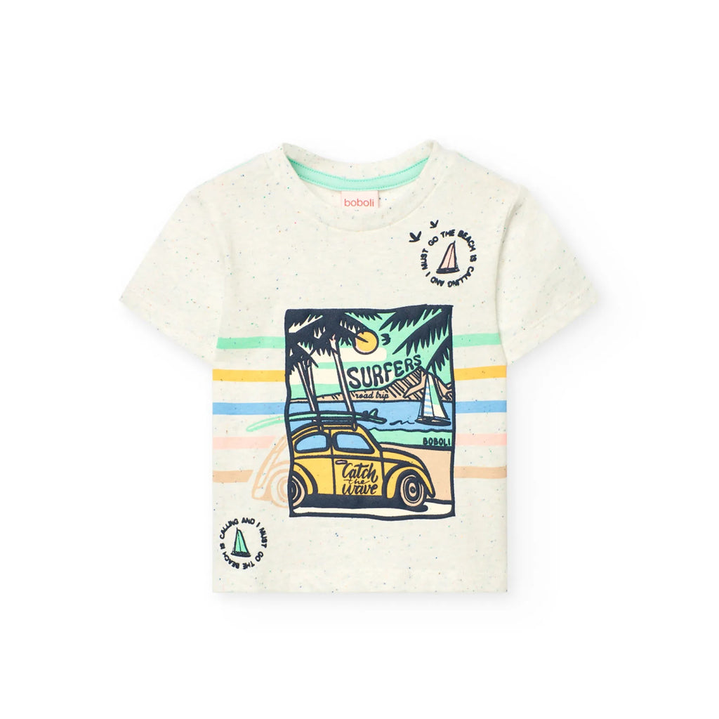 T-shirt mezza mancia maggiolino bianco