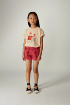 Pantaloncino sportivo con gatto rosso all over rosso