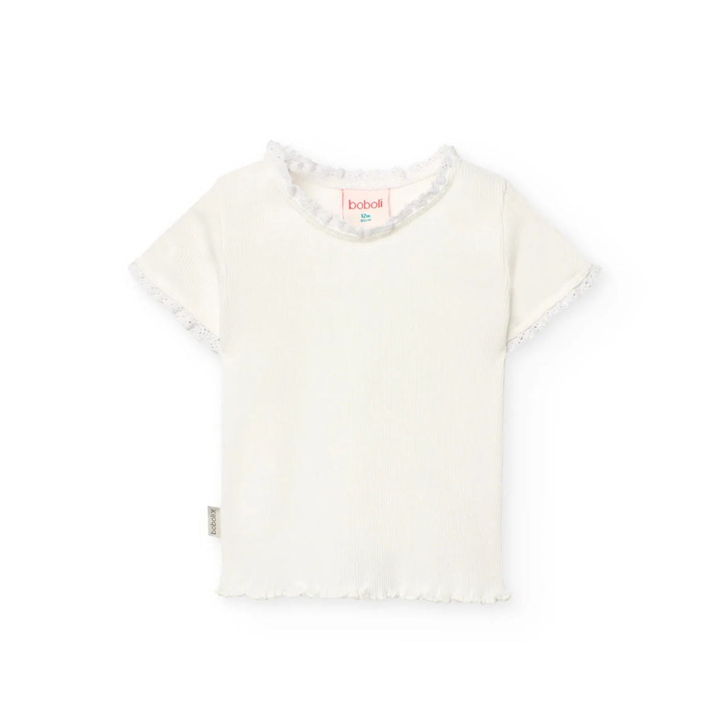 T-shirt mezza manica a costine