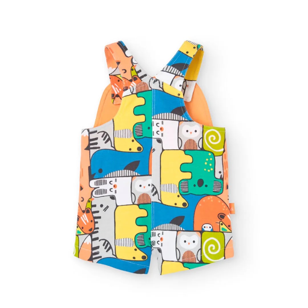 Completo t-shirt mezza manica e salopette stampa vivace