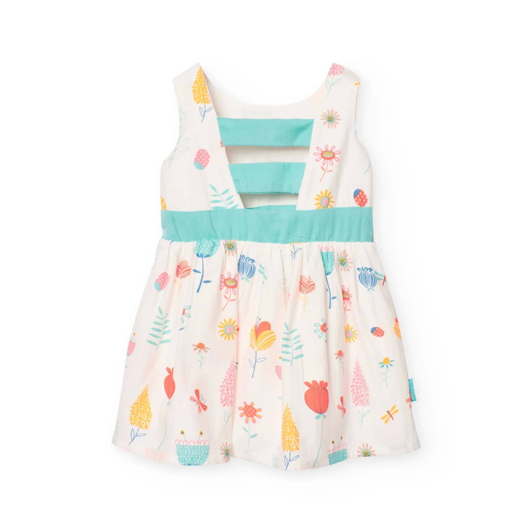 Vestito bianco con dettagli turchesi
