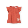 T-shirt giromanica sangallo terracotta