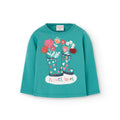 T-shirt manica lunga giada galoche e fiori