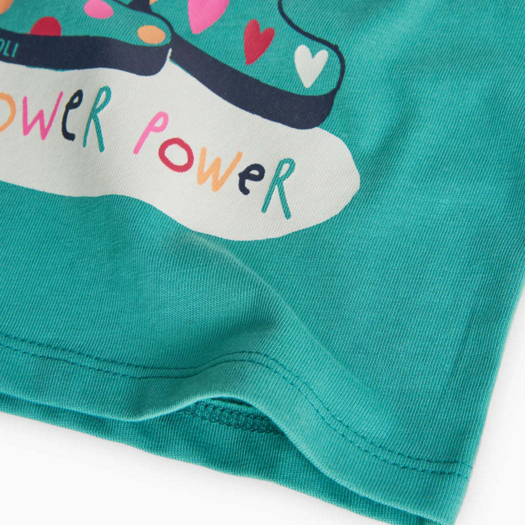 T-shirt manica lunga giada galoche e fiori