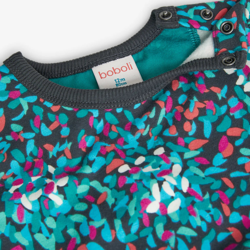 Vestito felpato stampa fiori
