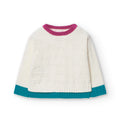 Maglione ciniglia bianco con profili a contrasto