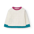 Maglione ciniglia bianco con profili a contrasto