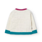 Maglione ciniglia bianco con profili a contrasto